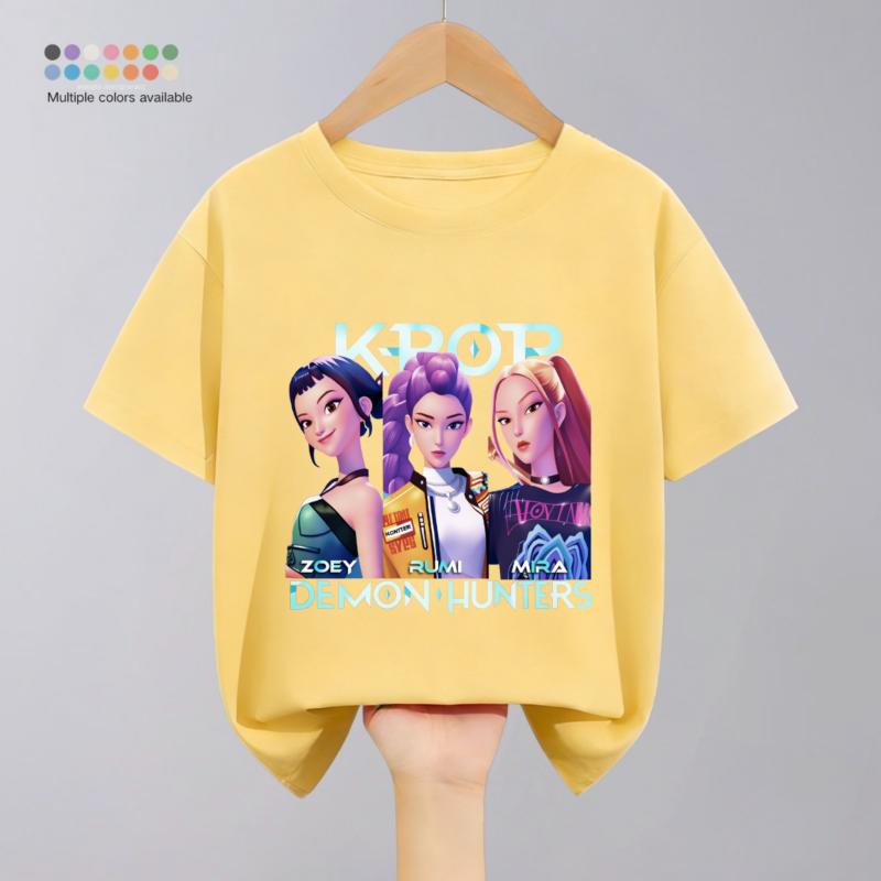 Vêtements Kpop Demon Hunters pour Enfants T-shirts Été Nouvelle Mode Populaires Hauts à Manches Courtes T-shirt Vêtements Enfants T-shirts Décontractés 1-10 ans