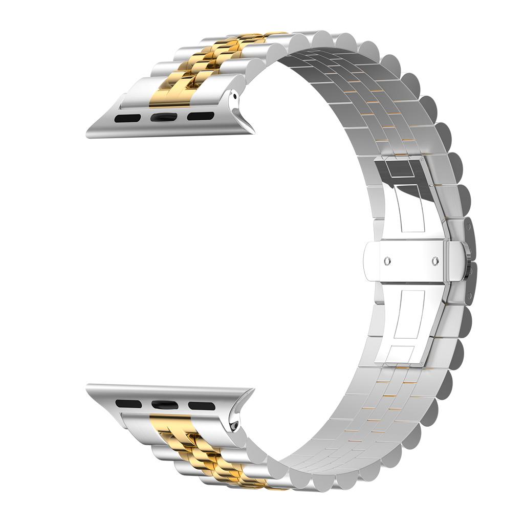 Keepwin 304 Stainless Steel Butterfly Buckle 5 Replacement Adjustable Bracelet Watch Band for Apple IWatch 9 8 Ultra 7 6 5 4 3
