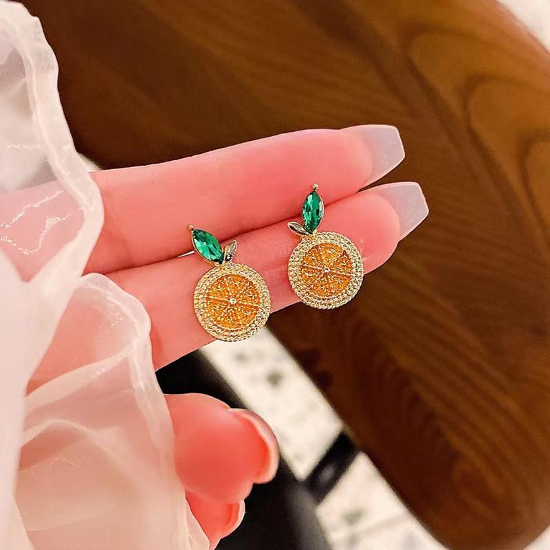 

3 Styles Cute Lemon Shape Stud Earrings for Women Simple Orange Earring Student Creative Daily Jewelry