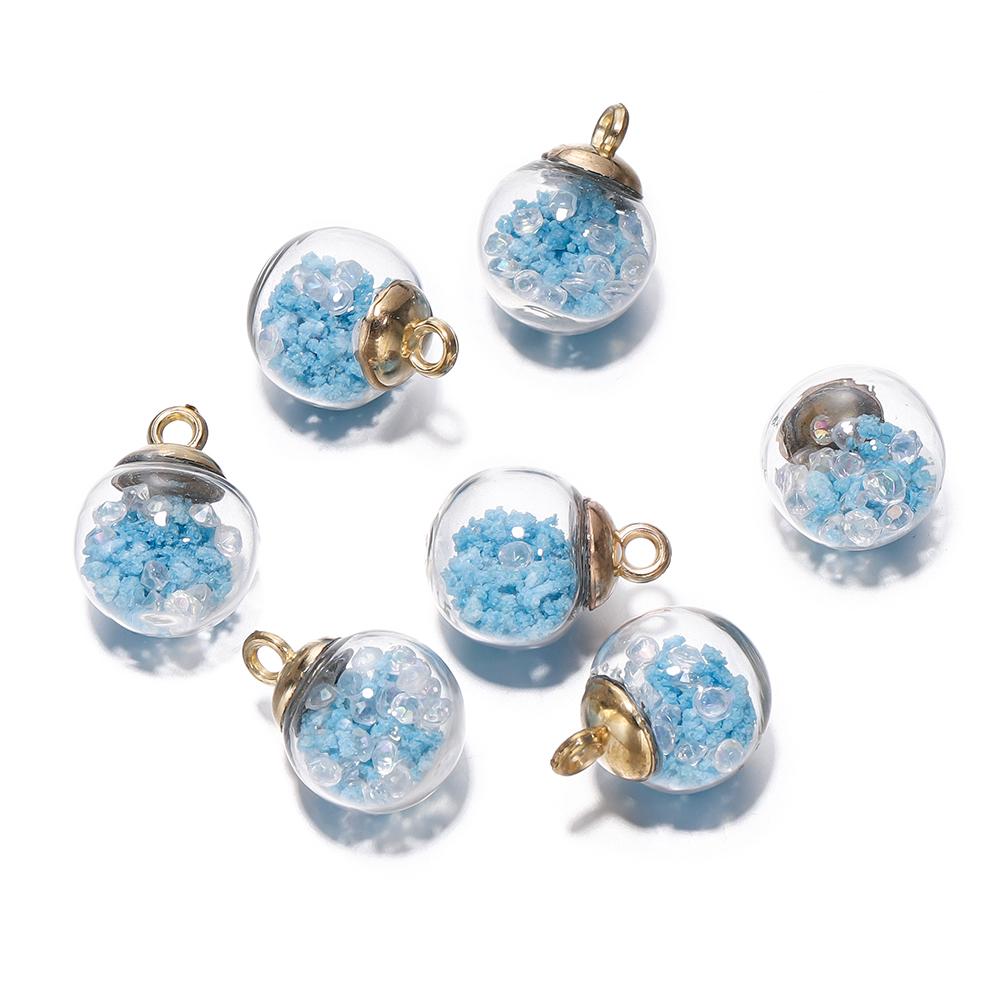 10Pcs Charms Luminous Transparent Glass Ball 16mm Pendants Crafts for DIY Earrings Necklace Jewelry Making Findings Accessories