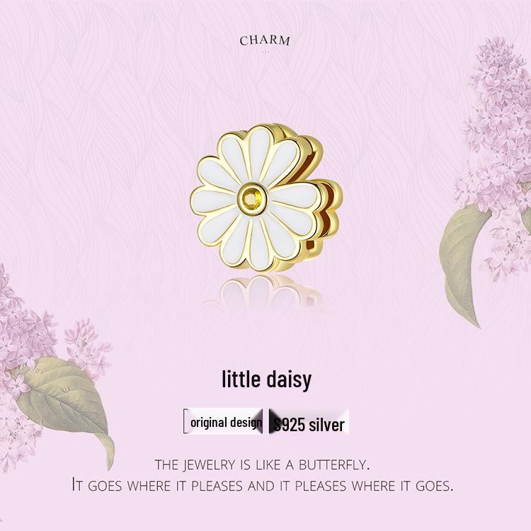 Daisy 925 Silver Gold-Plated Zircon Beaded Bracelet SCX118