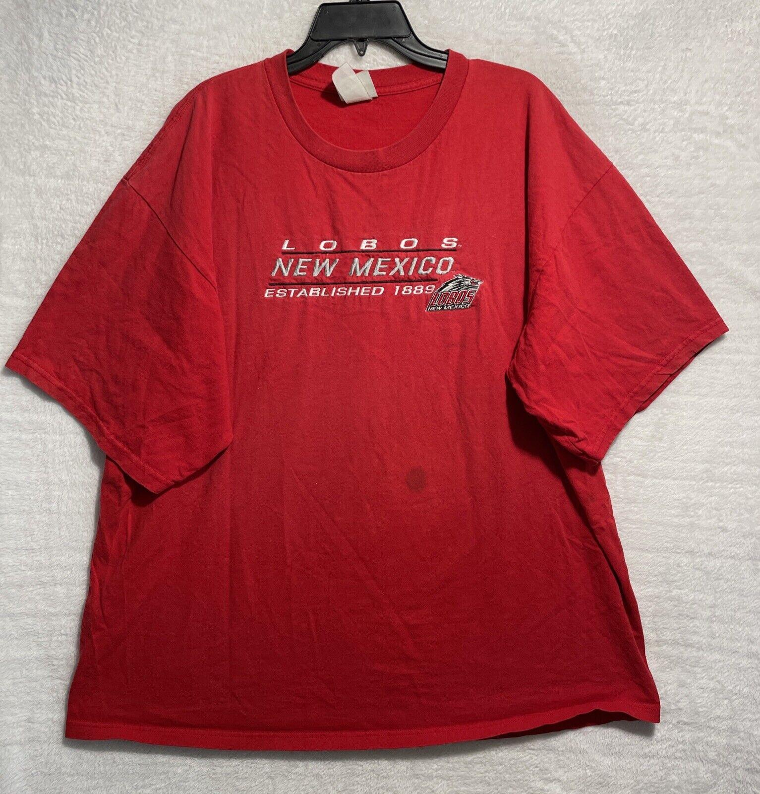 Vtg Lee Sport New Mexico Lobos NCAA Shirt Red Mens XL Short Sleeve Embroidered S разноцветный