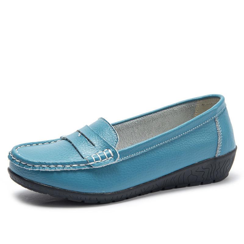 Leather Womens Loafers With Soft Pu Insole For Casual Summer Wear