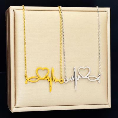 Edelstahl Stethoskop Halskette für Frauen - Arzt/Krankenschwester Schmuck mit Liebe Elektrokardiogramm Schlüsselbeinkette