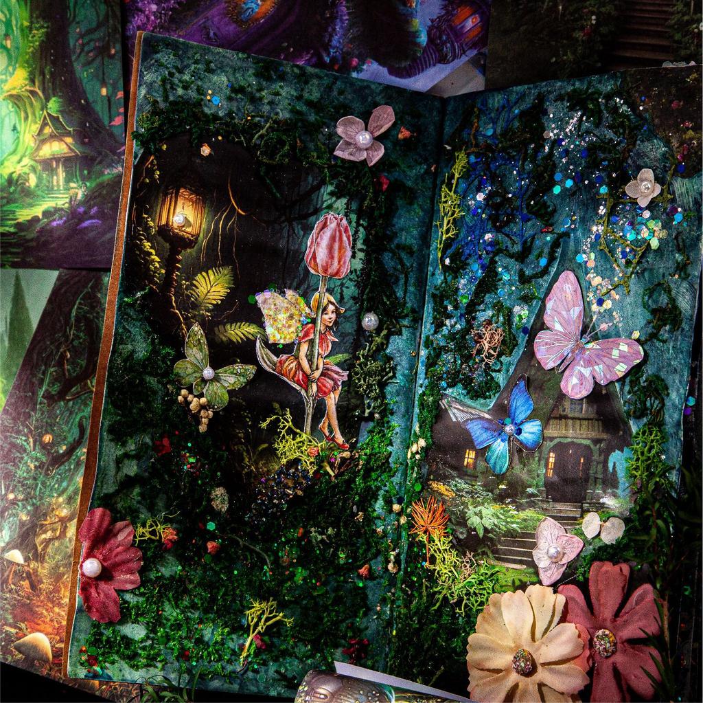 20 pcs Dream forest material paper plant pattern decorative hand ledger material paste the bottom message Junk Journal Supplies