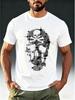 Camiseta Brillante con Calavera de Pedrería para Hombre - Estilo Gótico Oscuro Manga Corta Cuello Redondo con Estampado de Calavera y Diseño de Pedrería Brillante