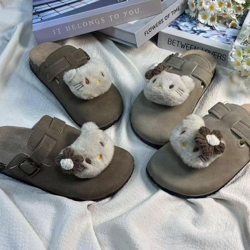 Birkenstock Spring/Autumn 2025 Parent-Child Closed-Toe Outdoor Half-Slippers with Cute Cartoon Design for Women and Kids