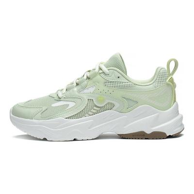 Li Ning Cushioning Slip Resistant Abrasion Resistant Low Top Running Shoes Women's White Green ARXT010-4
