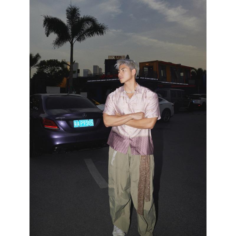 

High Street Slack Sequins Straps Scimitar Casual Pants Men s and Women s Pleated Paratrooper Pants Loose Wide Leg Overalls 2XL зеленые хаки