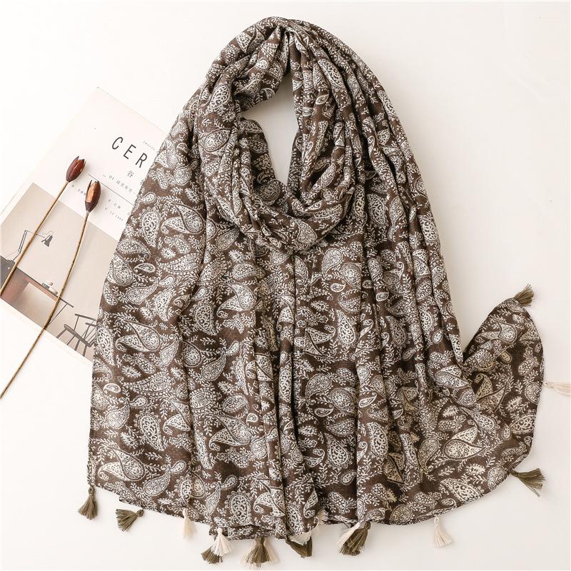 Women Spain Fashion Viscose Scarf Lovely Sunflower Tassel Shawl Wrap Neck Pashmina Stole Winter Foulard Bufandas Muslim Hijab