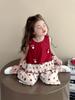 Girls' Summer 3D Mushroom Sleeveless Vest & Polka Dot Wide-Leg Pants Set