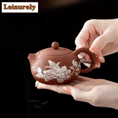 170ml Vergoldete Silber Pfingstrose Xishi Teekanne Traditionelle Teeaufgusskanne Teezubereitungskessel Mit Sieb Cafés Zubehör Dekoration