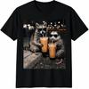 Funny Raccoon Opossum Iced Coffee T-Shirt Cute Retro Animal Coffee Lover Tee