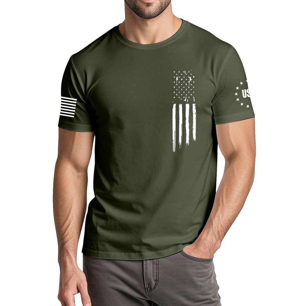 Pánské módní ležérní tričko s krátkým rukávem a kulatým výstřihem s potiskem Dne nezávislosti