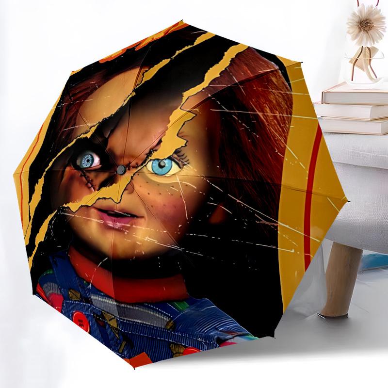 1pc Chucky Automatic Open/Close Umbrella Folding Umbrella, Portable Compact Travel Umbrella, Gift for Men & Women y06