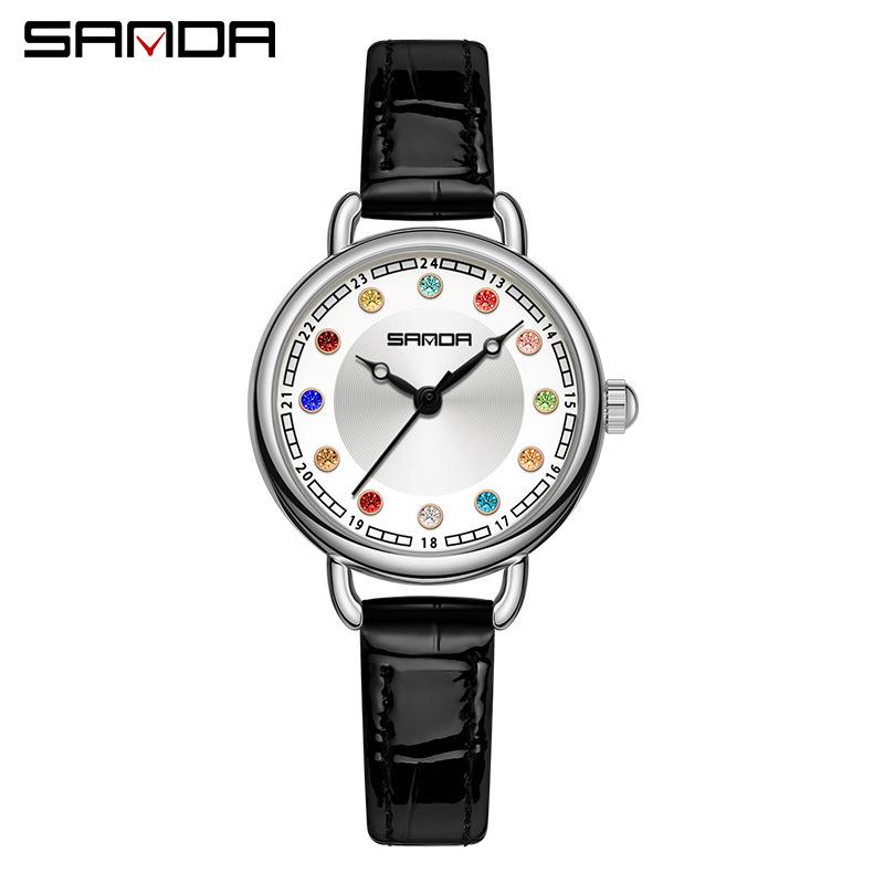 Sanda Women's Diamond-Studded Quartz Watch: Fashionable, Light Luxury, Versatile Steel Band 