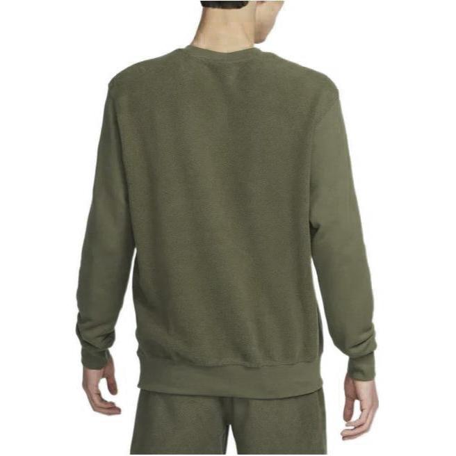 Nike Solid Color Logo Print Crew Neck Sweatshirt Men Tops Olive-Green DQ4584-222