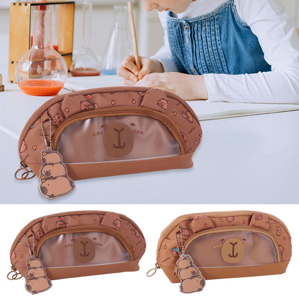 Kawaii Animal Capybara Pencil Case Large Capacity Multi Layer Pencil Pouch  Study Supplies