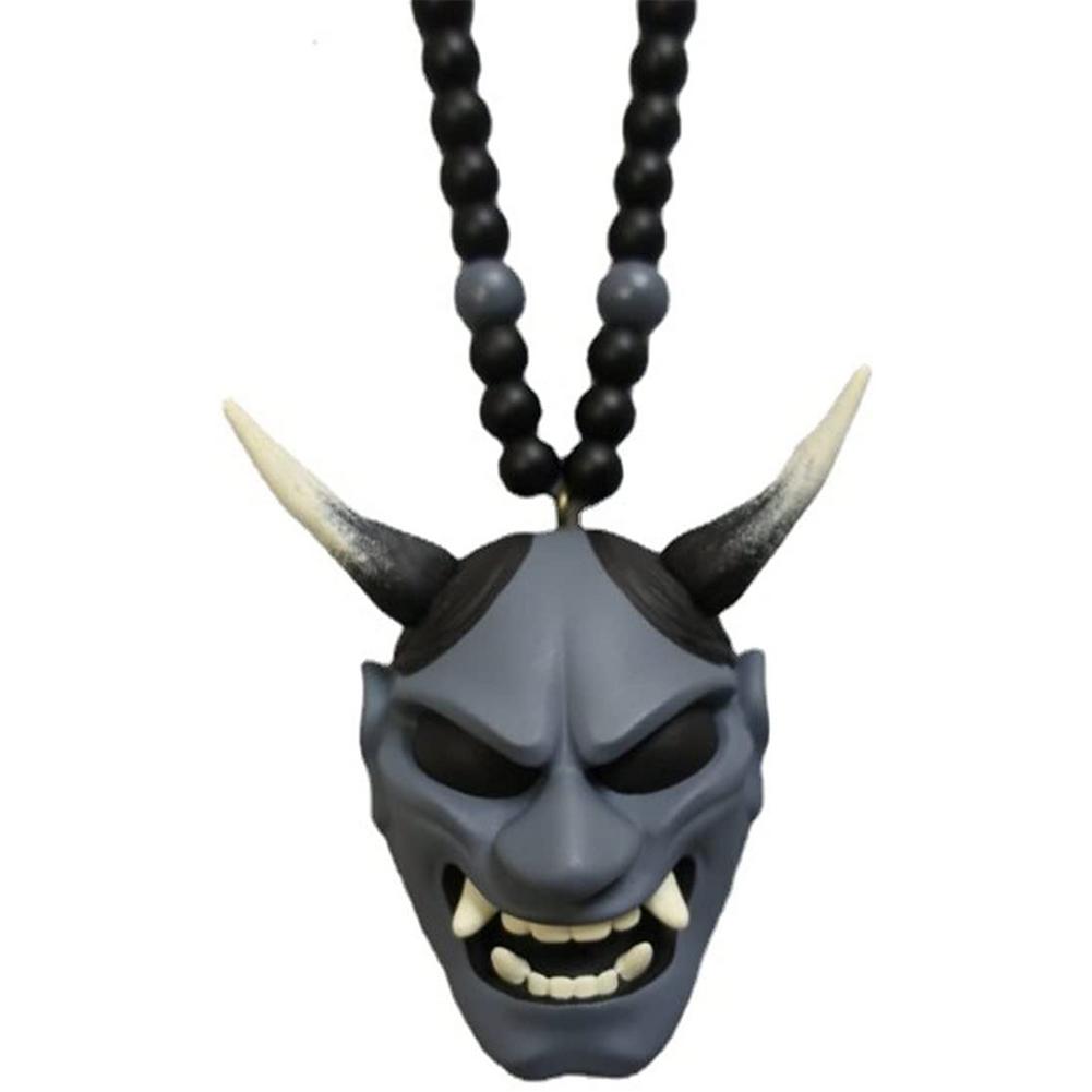 Japanese Oni Samurai Helmet Car Hanging Pendant Samurai Kabuto Masks Car Rear View Mirror Pendant Halloween Car Decorations Gift