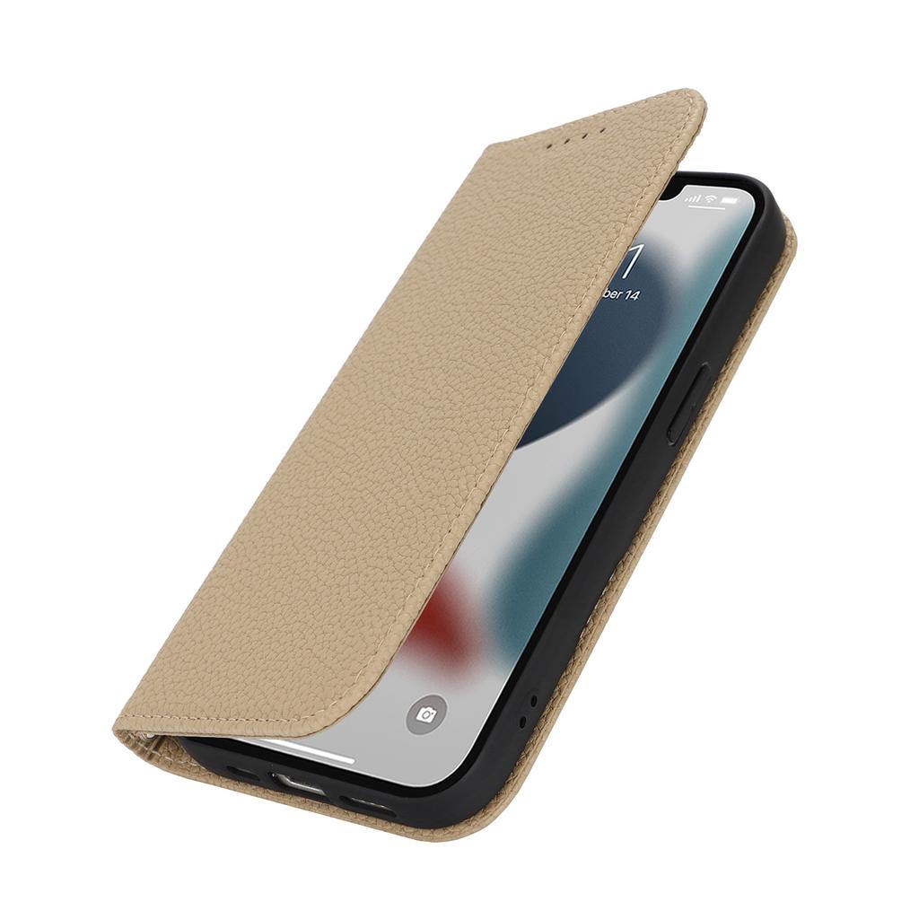 Etui z podstawką dla iPhone 13 Pro Max/12 Pro Max Skórzane etui typu flip z teksturą liczi ze smyczą/portfelem