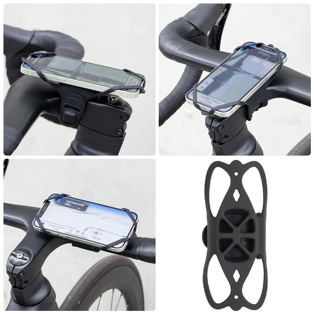2PCS Silicone Bike Phone Mount Cell Phone Handlebar Mount Shockproof Bike Phone Holder Bracket Anti Slip Cycling Accessories
