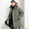 Giacca da uomo in piumino con collo in pelliccia, invernale, di media lunghezza, da lavoro, con tasche grandi, casual, ampia e spessa