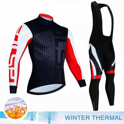 Conjunto de maillot de ciclismo térmico de invierno con forro polar Ropa deportiva para bicicleta Uniforme MTB Ropa de ciclismo Bicicleta Pantalones largos con peto