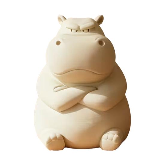 

Hippo Figurine 3D Printed Cute Angry Hippopotamus Statue Collectible Animal Ornament for Home Office Desktop Car Decor