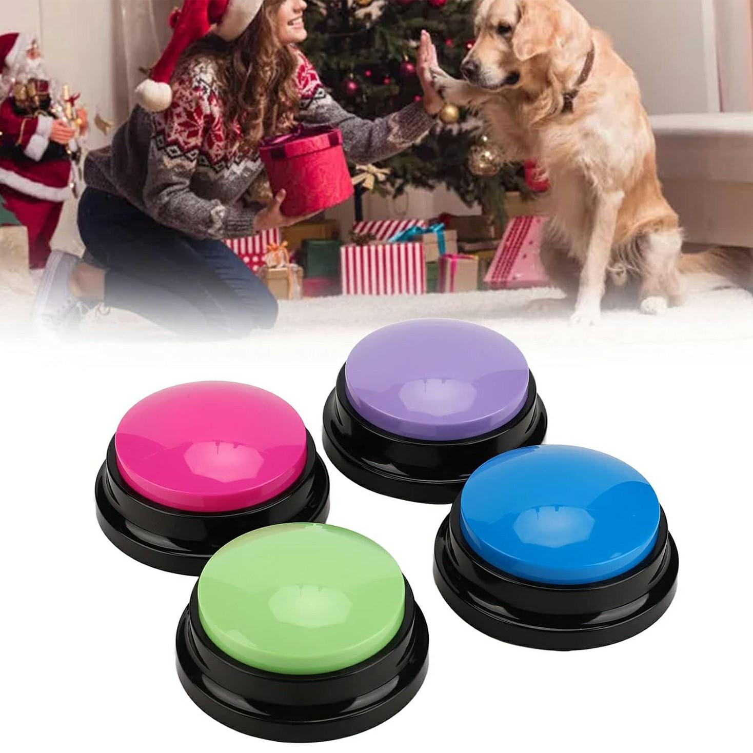 

4Pcs Voice Recording Button 30s Recordable Sound Buttons Dog Answer Buzzers Talk Button for Pets Training A
