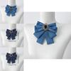 Denim Bow Tie Brooch For Professional Attire Unisex Vintage French Style Collar Accessory