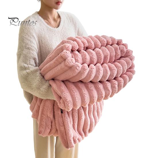 

Фланелева ковдра Потовщений штучний кролик, плюшева пухирчаста текстура, однотонний офіс, домашнє ліжко, диван для подорожей, затишна тепла зимова ковдра S