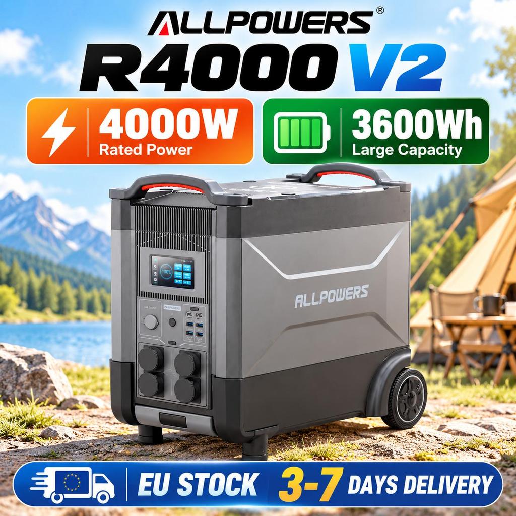 ALLPOWERS R4000 V2 Stazione di Alimentazione Portatile da 4000W 3600Wh Generatore Solare Batteria Espandibile con UPS per Campeggio Viaggio Interruzione di Corrente