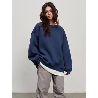 Damen Herbst- und Winter Rundhals Locker Einfarbig Pullover Sweatshirt