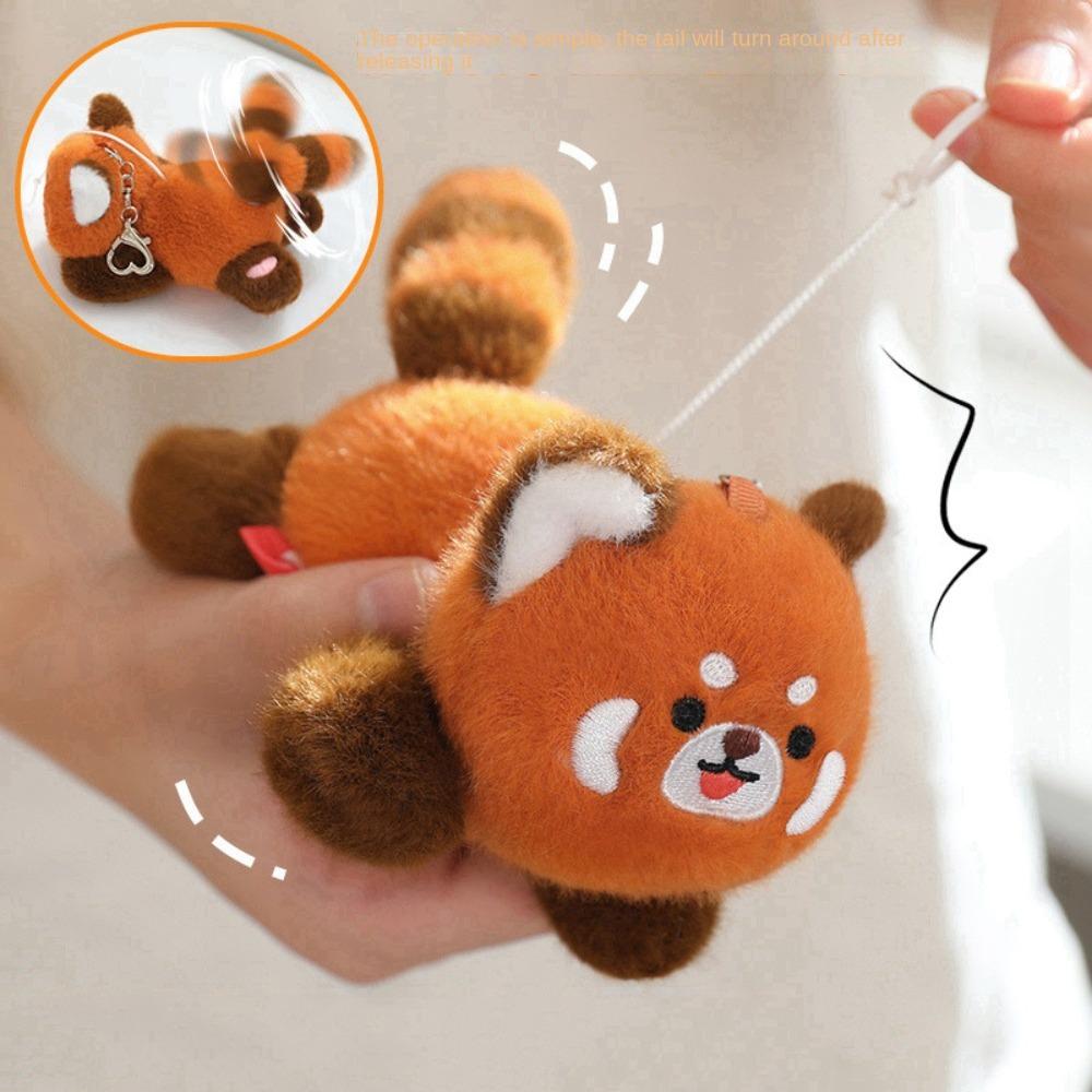 Rotating Tail Panda Doll Pendant Animal Raccoon Plush Keyring Panda Plush Keychain  Best Gifts