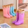 Long rain boots women's fashion rain shoes women's adult no lining high tube waterproof shoes quick-drying rubber shoes summer