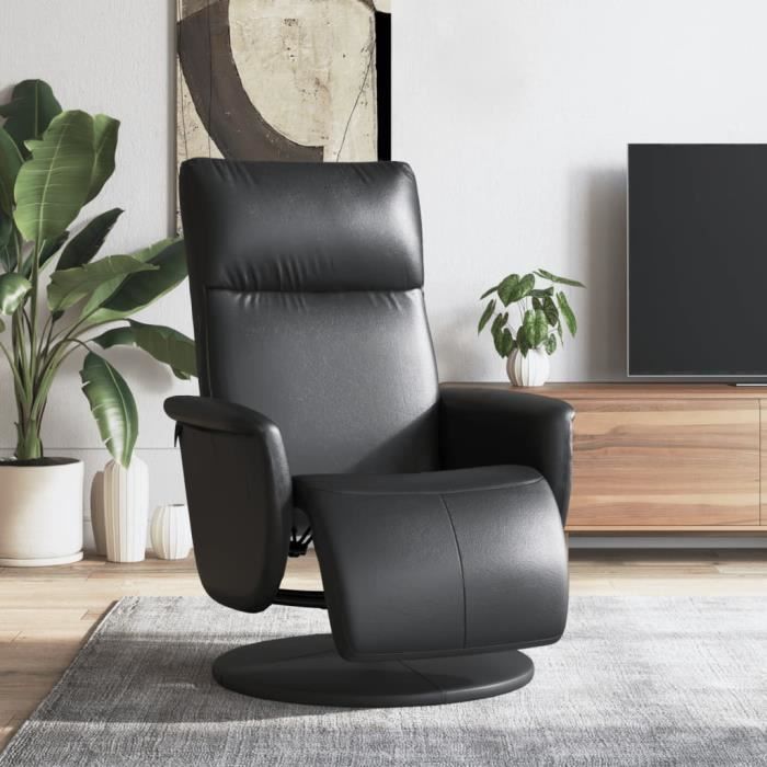 VidaXL Fauteuil inclinable avec repose-pieds noir similicuir 356549