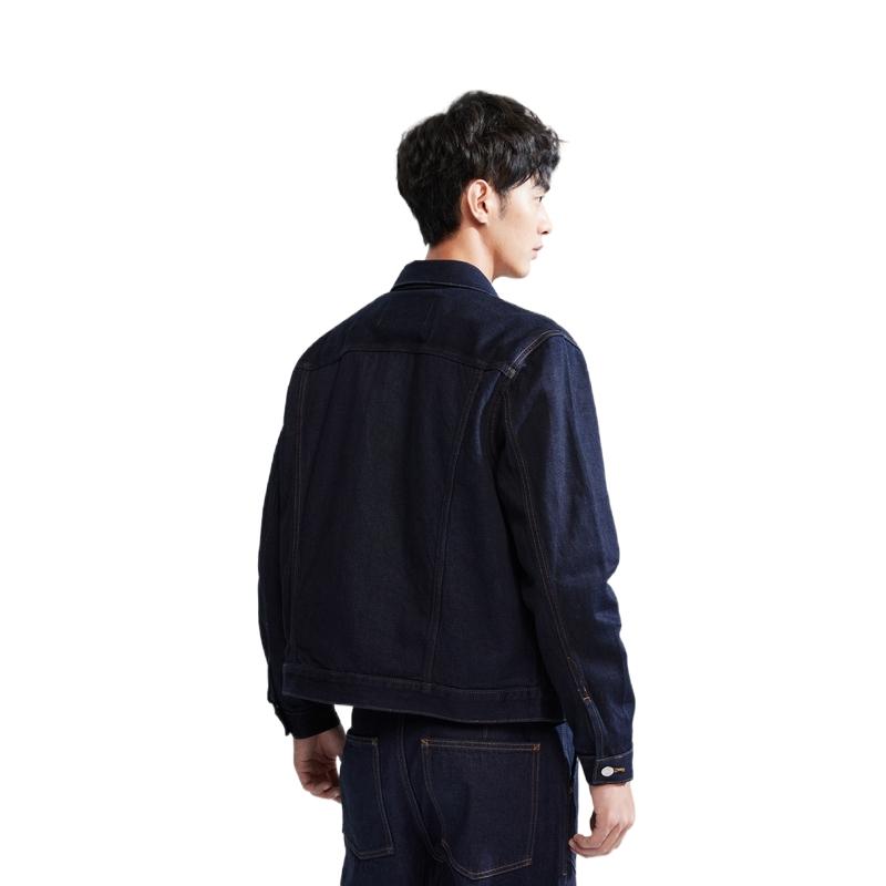 Calvin Klein Minimalist Series Pure Cotton Vintage Denim Jacket Unisex Jacket Dark-Blue 40948ST5DB