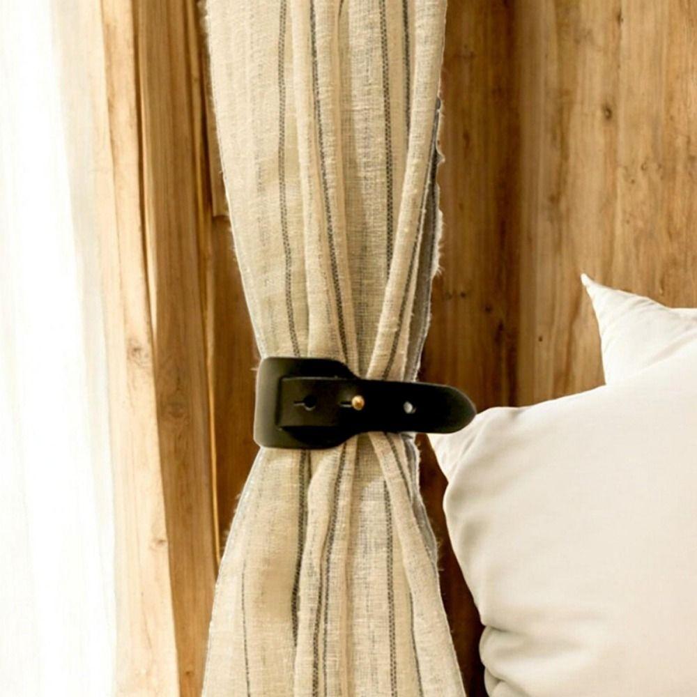 PU Leather Curtain Tie Strap Solid Color Curtains Fixing Tool Curtains Clamp Buckle  Bedroom