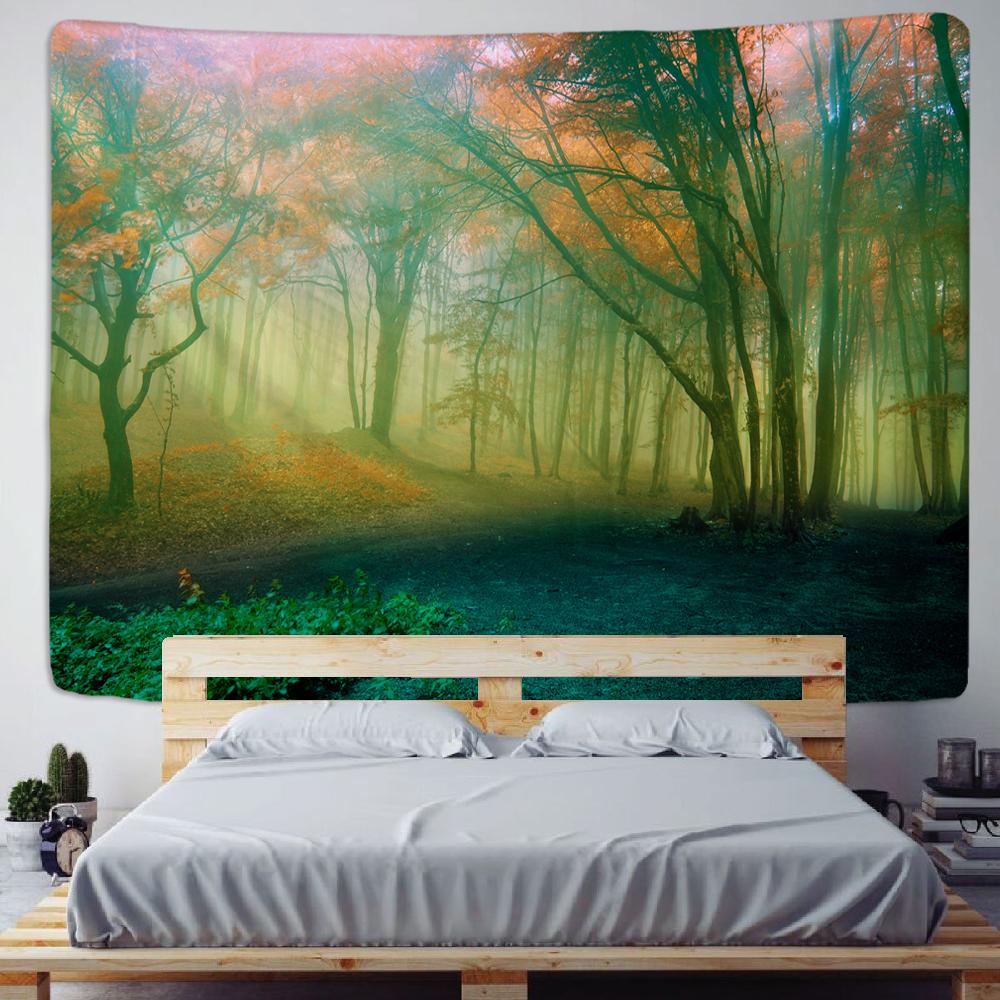 Mushroom Forest Mountain Range Tapestry Psychedelic Sea Jellyfish Art Wall Hanging Tapestries for Living Room Home Dorm Decor