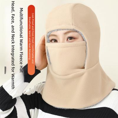 Modische einfarbige Sturmhaube mit Maske, winddicht, Pullover-Mütze, kältebeständig, warm, Maske für Radfahren, Winter