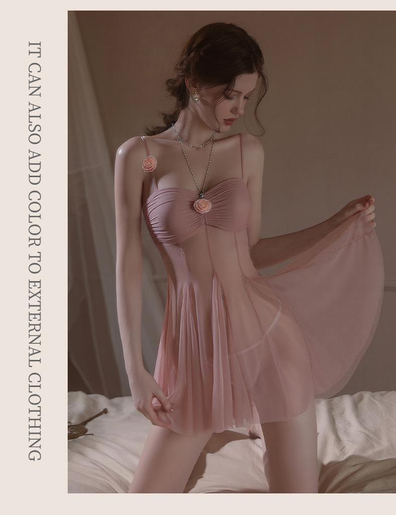 What Night Is It Tonight 2025 Women's Sexy Underwire Push-Up Spaghetti Strap Mesh Nightdress