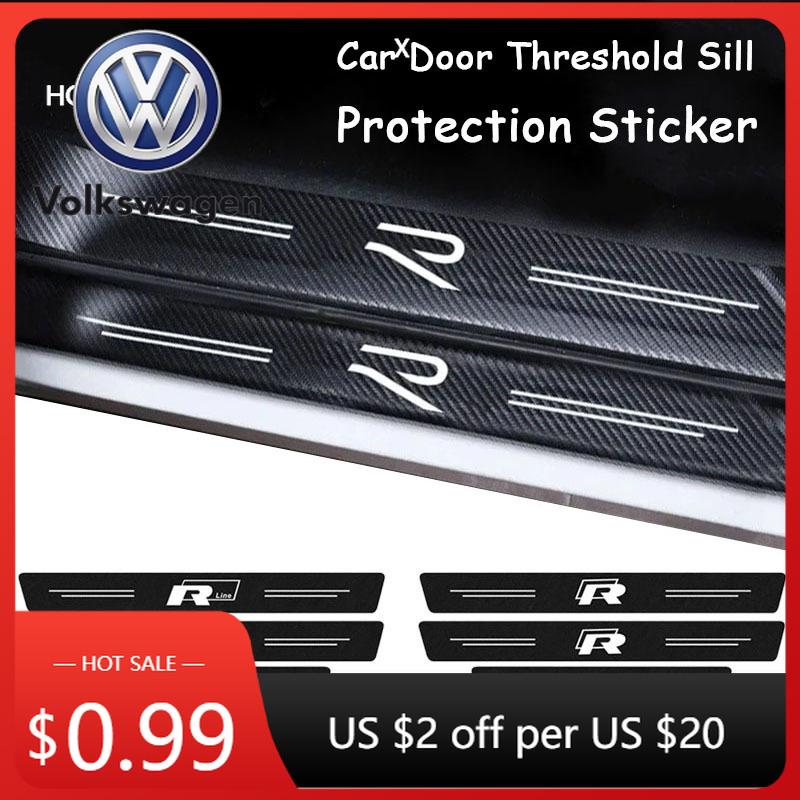 2026 Hot VOLKSWAGEN Carbon Fiber Car Door Sill Protector Stickers for Volkswagen VW Rline R Line Polo Touran Tiguan Jetta T5 Gol zf7