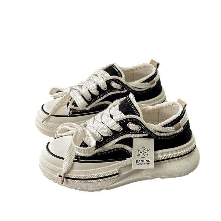 Platform Canvas Shoes Women's Shoes In the Autumn of 2025 New Heightening Beggar Board Shoes Female Students Popular Versatile Little White Shoes