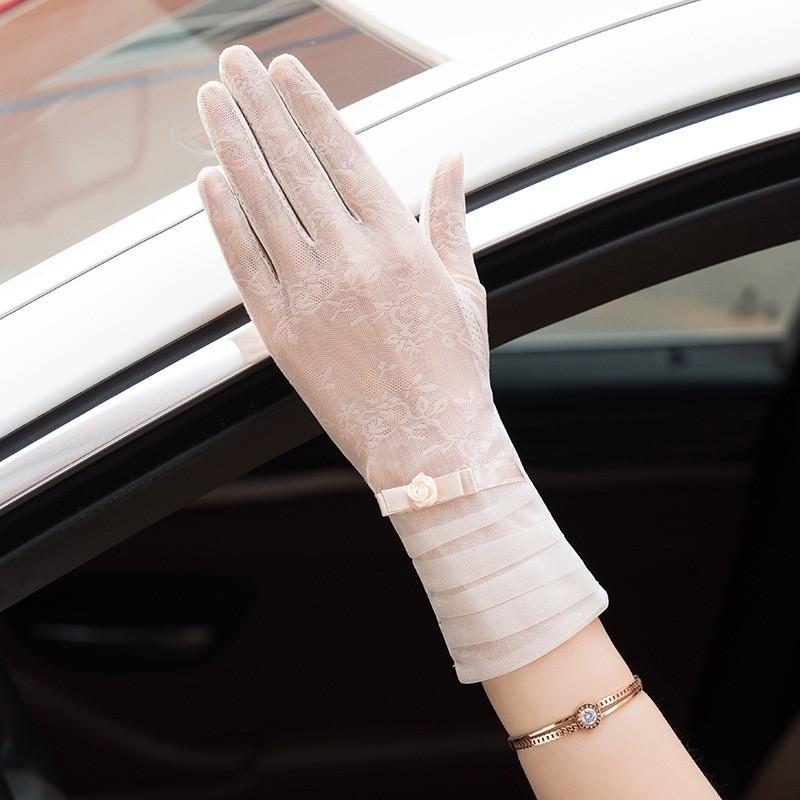 Spring and Summer Sun Protection Gloves Lace Light and Breathable Touch Screen Gloves for Women Driving Breathable Outdoor Sunshade Cycling Gloves