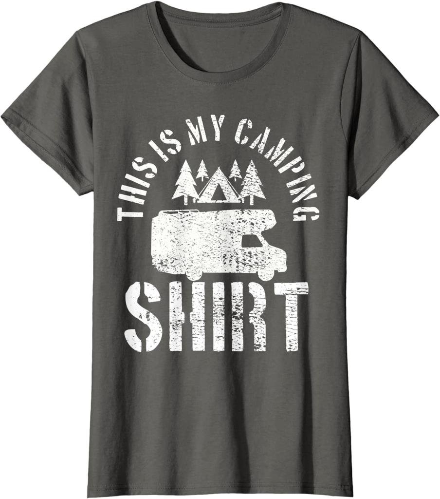 Camping Trailer Camper Van Mobile Home Caravan Motorhome Tshirt This Is My Camping Shirt Cotton Four Seasons Tees
