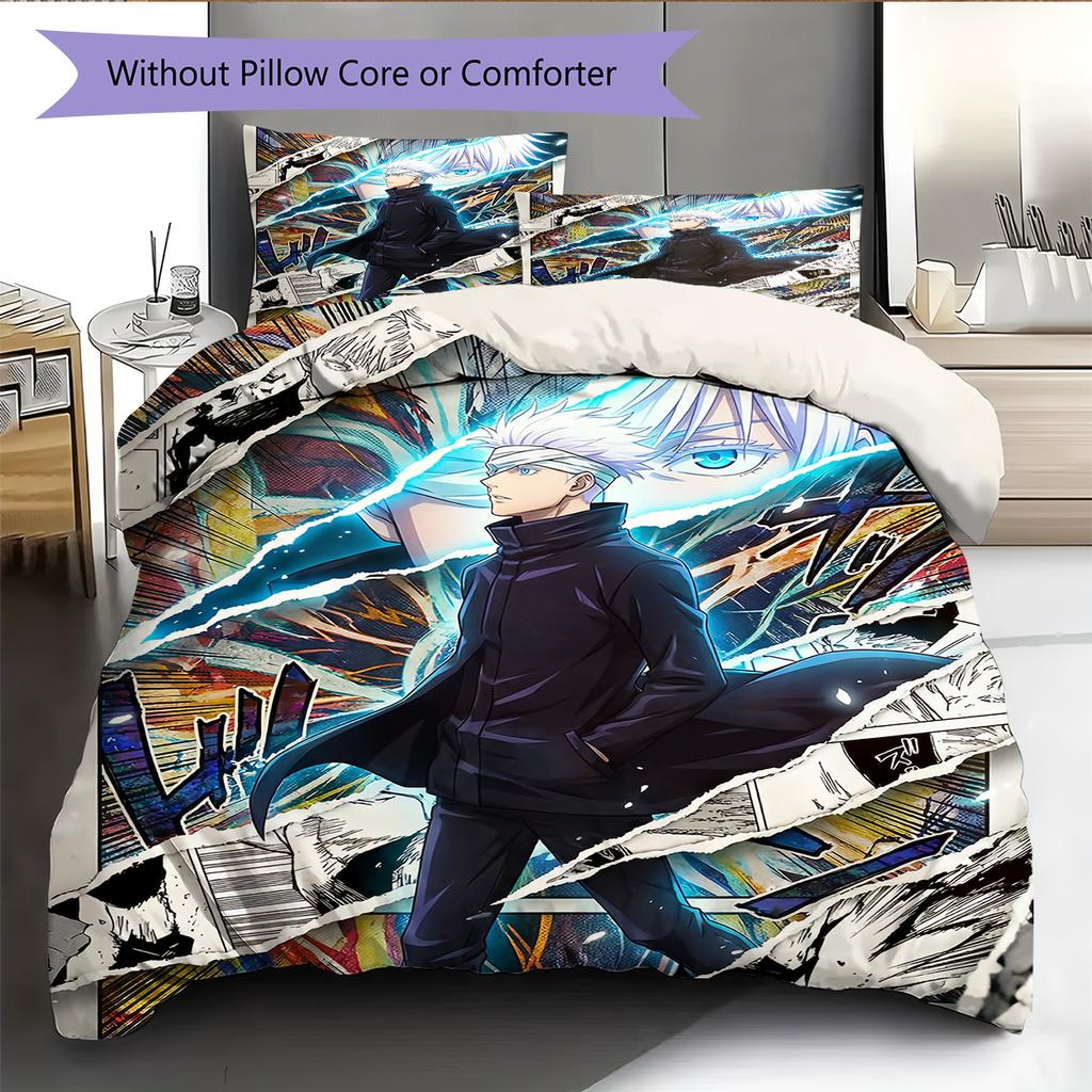 Satoru Gojo Pattern Bedding Quilt Set  Home Decoration  Gift (1 * duvet cover + 2 * pillowcase  without core)