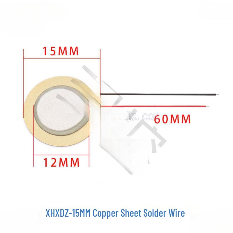 Piezoelectric Ceramic Buzzer with Aluminum Solder & Copper Lead, Diameter Options: 12/15/18/20/27/35/50MM