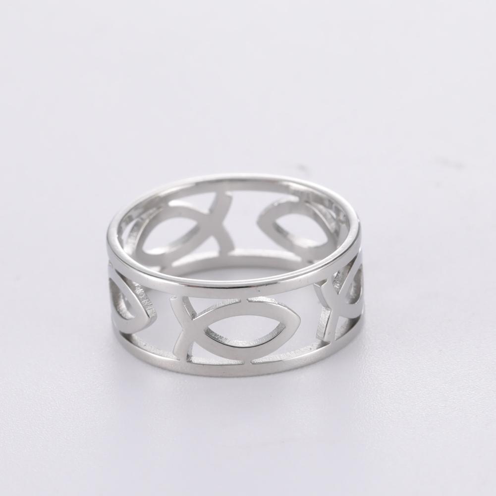 Stylish stainless steel Simple hollow fish-shaped ring Charm cute amulet Timeless promise party birthday jewelry gift