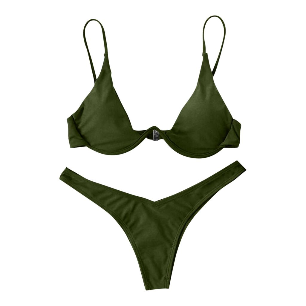 Women's Sexy Split Color Bikini SSwimsuit Tie Swimsuit 2 Piece Set
