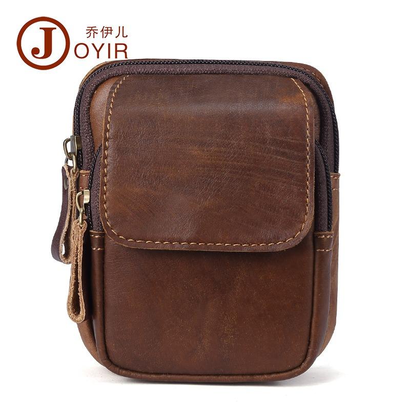 Men's bag outdoor sports fanny pack retro casual men's bag first layer cowhide genuine leather mobile phone bag
